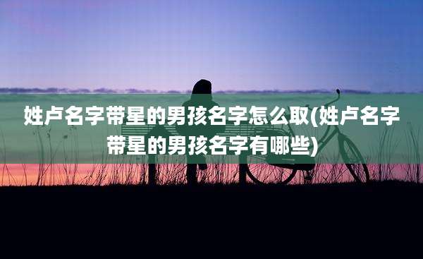 姓卢名字带星的男孩名字怎么取(姓卢名字带星的男孩名字有哪些)