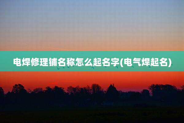 电焊修理铺名称怎么起名字(电气焊起名)