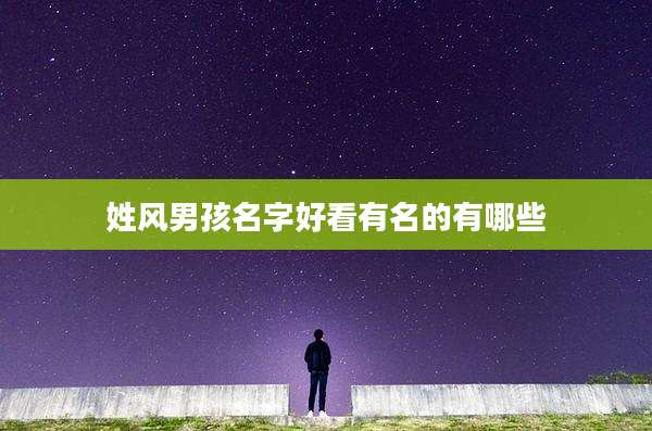 姓风男孩名字好看有名的有哪些