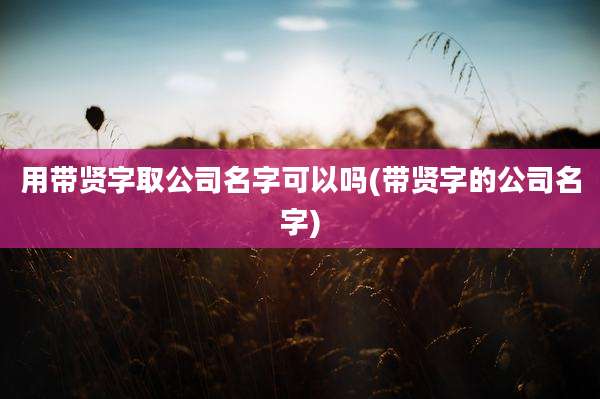 用带贤字取公司名字可以吗(带贤字的公司名字)