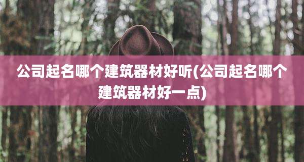 公司起名哪个建筑器材好听(公司起名哪个建筑器材好一点)
