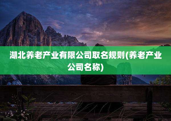 湖北养老产业有限公司取名规则(养老产业公司名称)