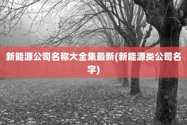 新能源公司名称大全集最新(新能源类公司名字)