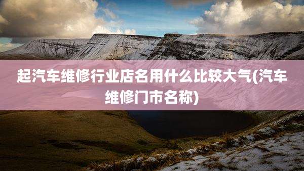 起汽车维修行业店名用什么比较大气(汽车维修门市名称)