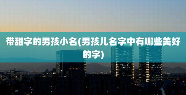 带甜字的男孩小名(男孩儿名字中有哪些美好的字)