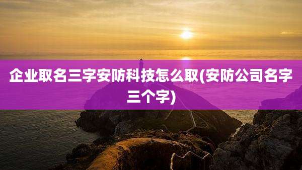 企业取名三字安防科技怎么取(安防公司名字三个字)