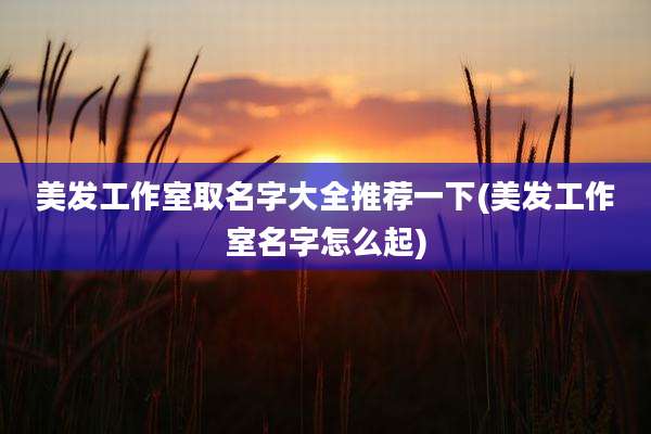 美发工作室取名字大全推荐一下(美发工作室名字怎么起)