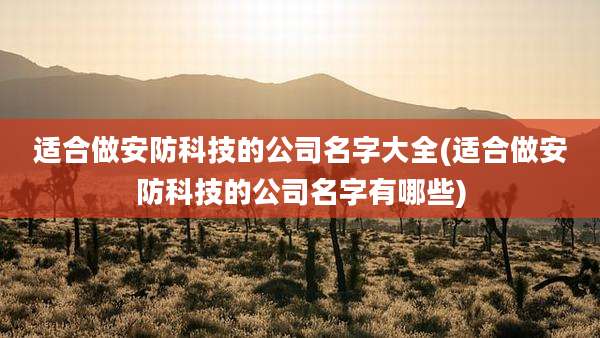 适合做安防科技的公司名字大全(适合做安防科技的公司名字有哪些)