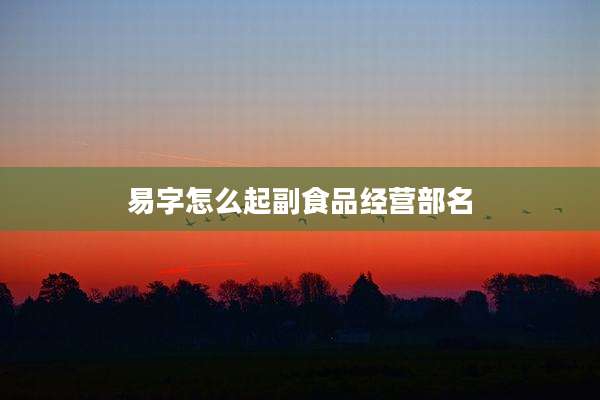 易字怎么起副食品经营部名