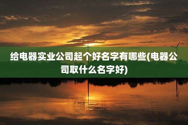 给电器实业公司起个好名字有哪些(电器公司取什么名字好)