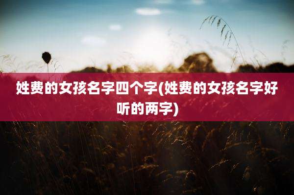 姓费的女孩名字四个字(姓费的女孩名字好听的两字)
