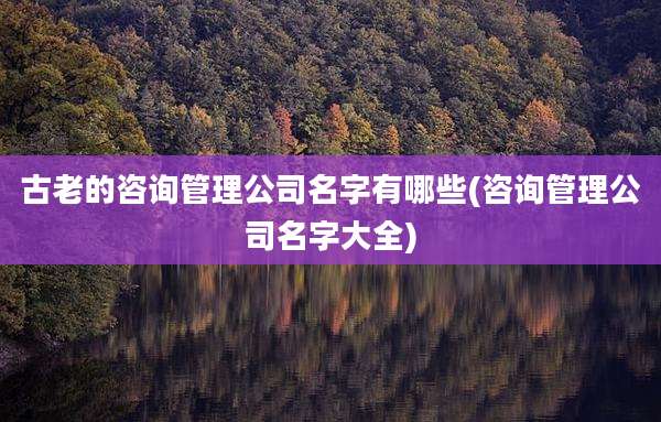 古老的咨询管理公司名字有哪些(咨询管理公司名字大全)