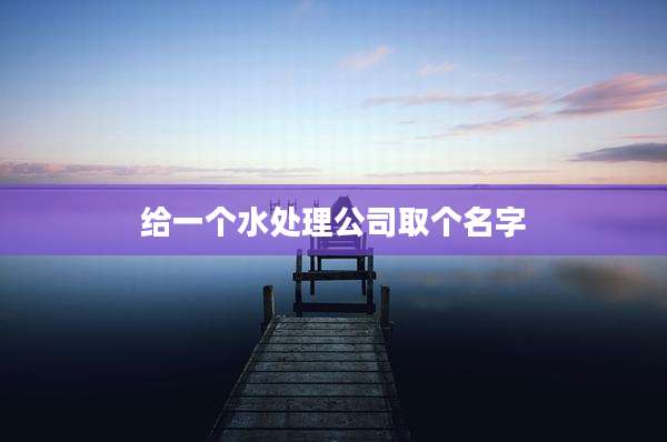 给一个水处理公司取个名字