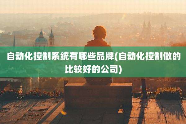 自动化控制系统有哪些品牌(自动化控制做的比较好的公司)