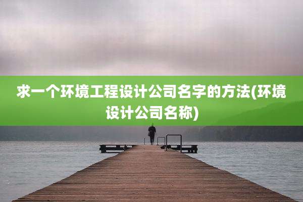 求一个环境工程设计公司名字的方法(环境设计公司名称)