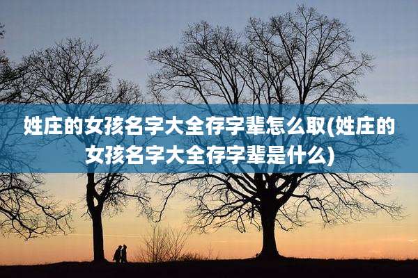 姓庄的女孩名字大全存字辈怎么取(姓庄的女孩名字大全存字辈是什么)