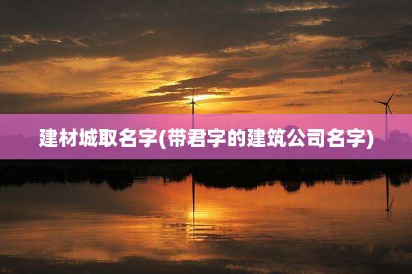 建材城取名字(带君字的建筑公司名字)