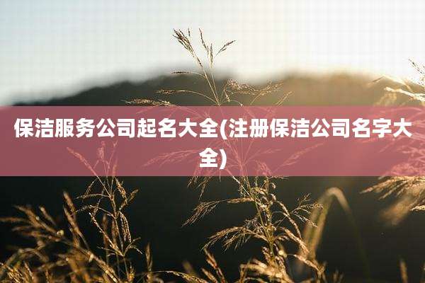 保洁服务公司起名大全(注册保洁公司名字大全)