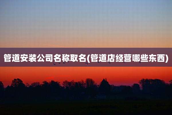 管道安装公司名称取名(管道店经营哪些东西)