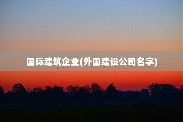国际建筑企业(外国建设公司名字)