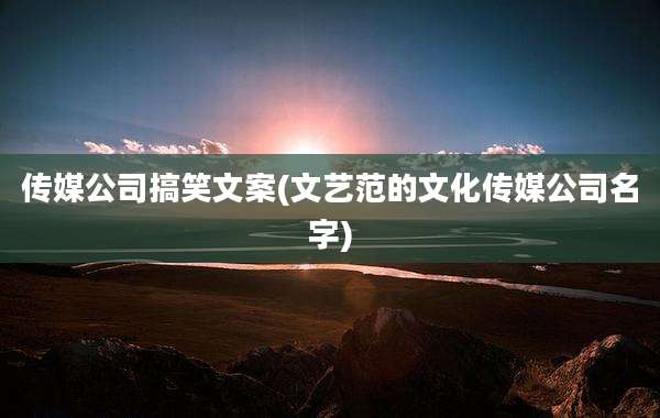 传媒公司搞笑文案(文艺范的文化传媒公司名字)