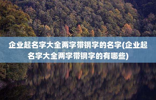 企业起名字大全两字带钢字的名字(企业起名字大全两字带钢字的有哪些)