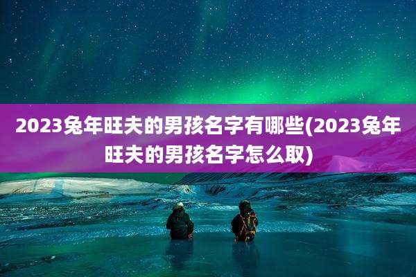2023兔年旺夫的男孩名字有哪些(2023兔年旺夫的男孩名字怎么取)