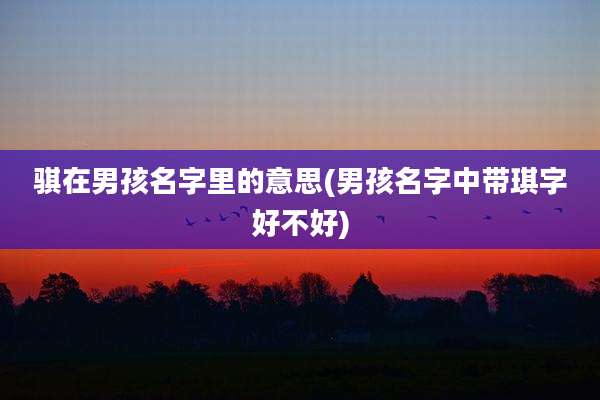 骐在男孩名字里的意思(男孩名字中带琪字好不好)