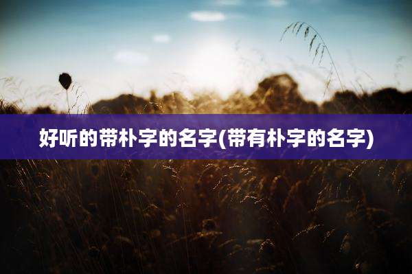 好听的带朴字的名字(带有朴字的名字)