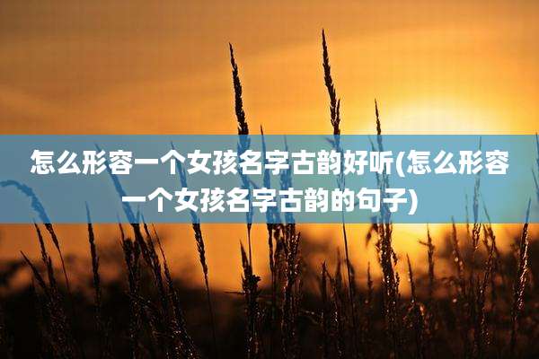 怎么形容一个女孩名字古韵好听(怎么形容一个女孩名字古韵的句子)