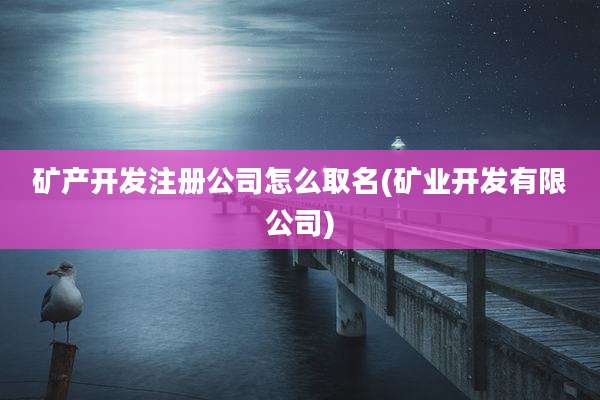 矿产开发注册公司怎么取名(矿业开发有限公司)