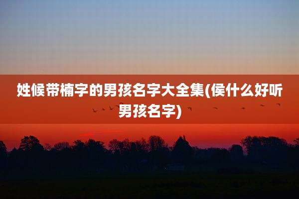 姓候带楠字的男孩名字大全集(侯什么好听男孩名字)