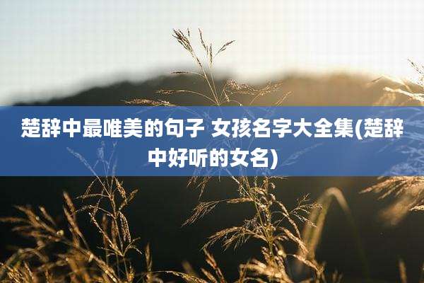 楚辞中最唯美的句子 女孩名字大全集(楚辞中好听的女名)