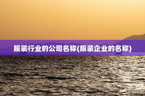 服装行业的公司名称(服装企业的名称)