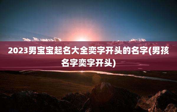 2023男宝宝起名大全奕字开头的名字(男孩名字奕字开头)