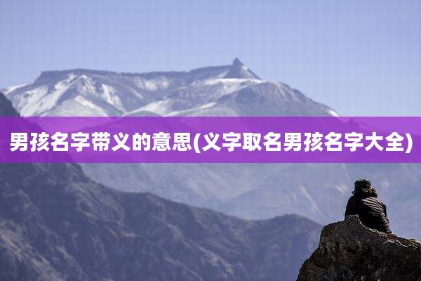 男孩名字带义的意思(义字取名男孩名字大全)