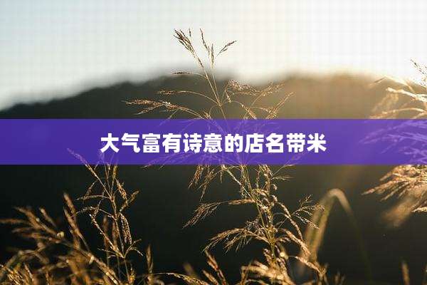 大气富有诗意的店名带米
