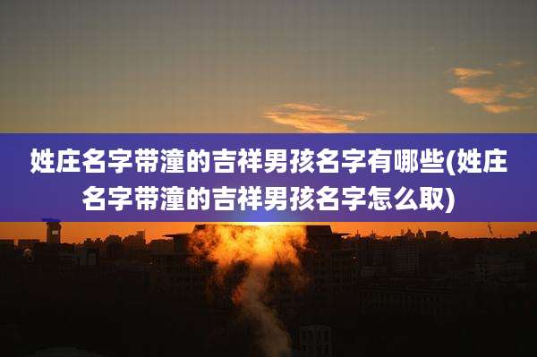 姓庄名字带潼的吉祥男孩名字有哪些(姓庄名字带潼的吉祥男孩名字怎么取)