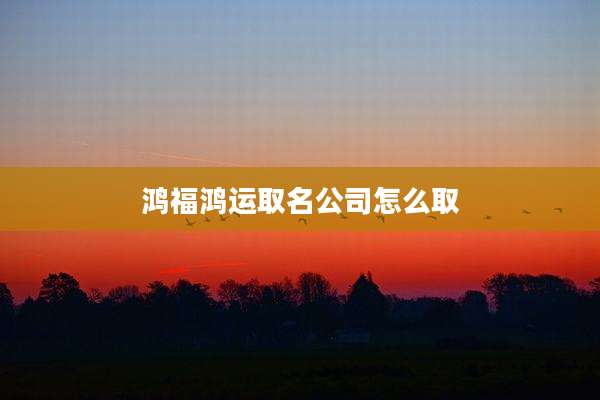 鸿福鸿运取名公司怎么取