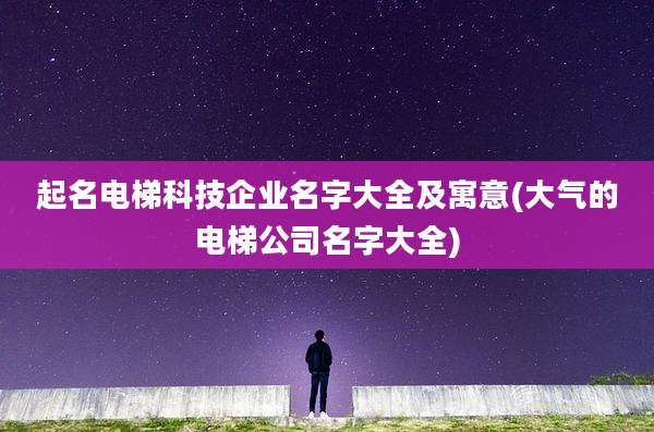 起名电梯科技企业名字大全及寓意(大气的电梯公司名字大全)
