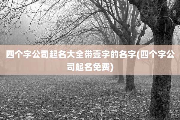 四个字公司起名大全带壹字的名字(四个字公司起名免费)