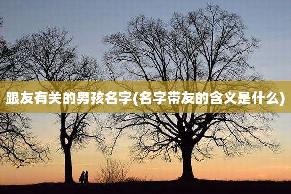 跟友有关的男孩名字(名字带友的含义是什么)