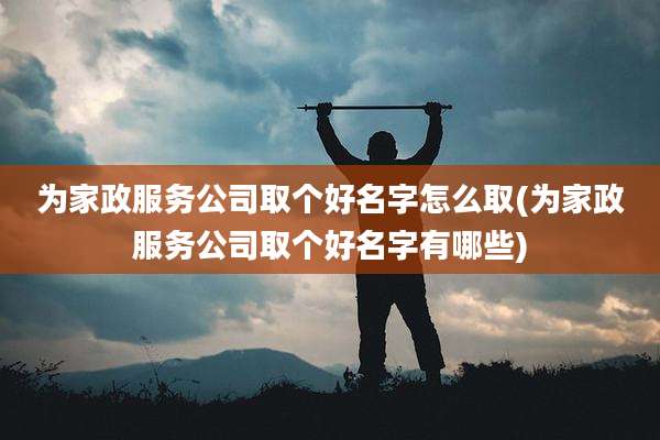 为家政服务公司取个好名字怎么取(为家政服务公司取个好名字有哪些)