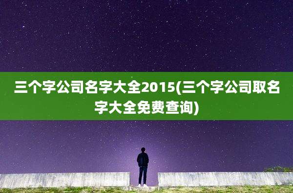 三个字公司名字大全2015(三个字公司取名字大全免费查询)
