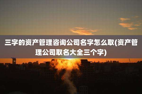 三字的资产管理咨询公司名字怎么取(资产管理公司取名大全三个字)