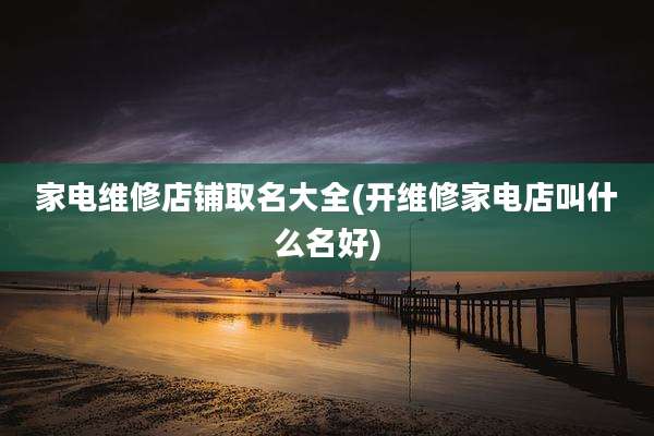 家电维修店铺取名大全(开维修家电店叫什么名好)