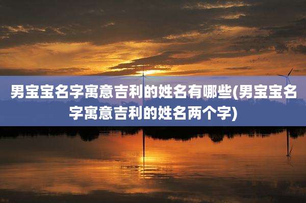 男宝宝名字寓意吉利的姓名有哪些(男宝宝名字寓意吉利的姓名两个字)