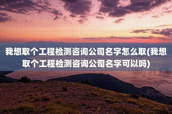 我想取个工程检测咨询公司名字怎么取(我想取个工程检测咨询公司名字可以吗)