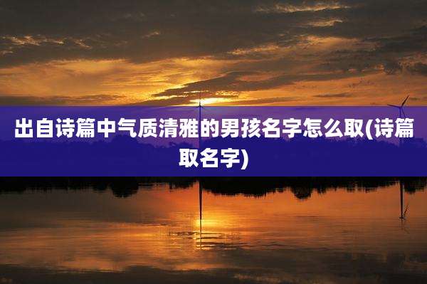 出自诗篇中气质清雅的男孩名字怎么取(诗篇取名字)