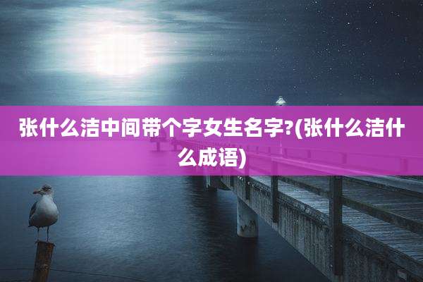 张什么洁中间带个字女生名字?(张什么洁什么成语)